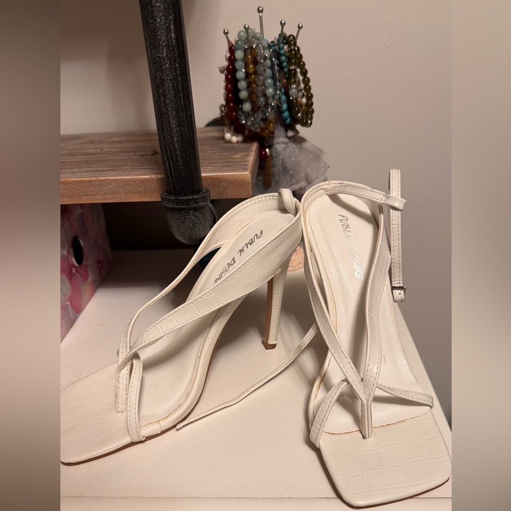Public Desire White Strappy Heels